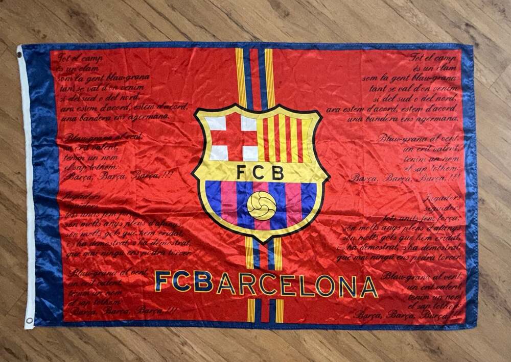 FC Barcelona FCB Soccer Football Club Flag Banner with Anthem Lyrics